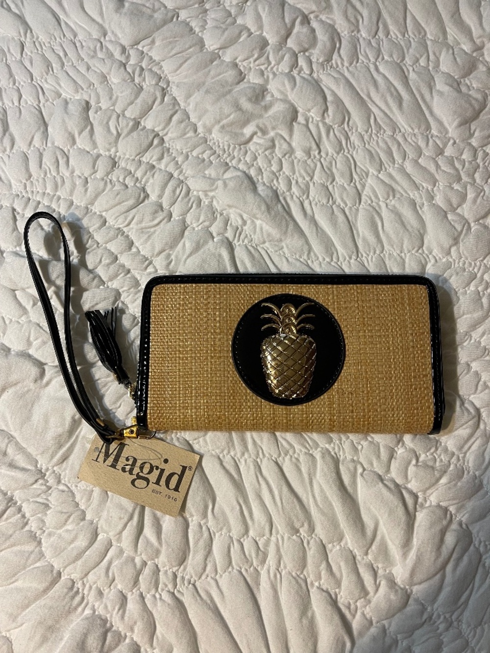 Magid Straw Pineapple Wristlet Wallet